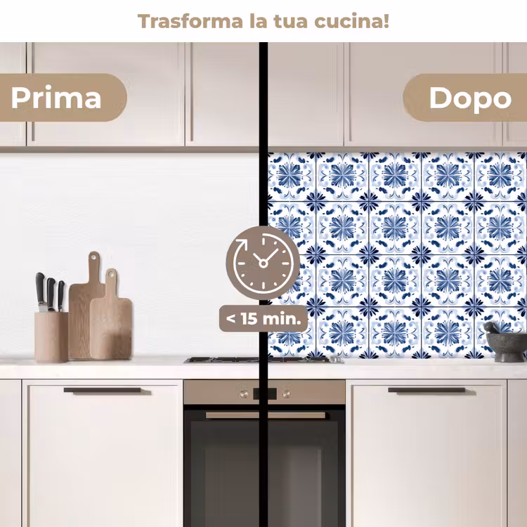 Schienale cucina - Motivo - Piastrella - Blu — 3
