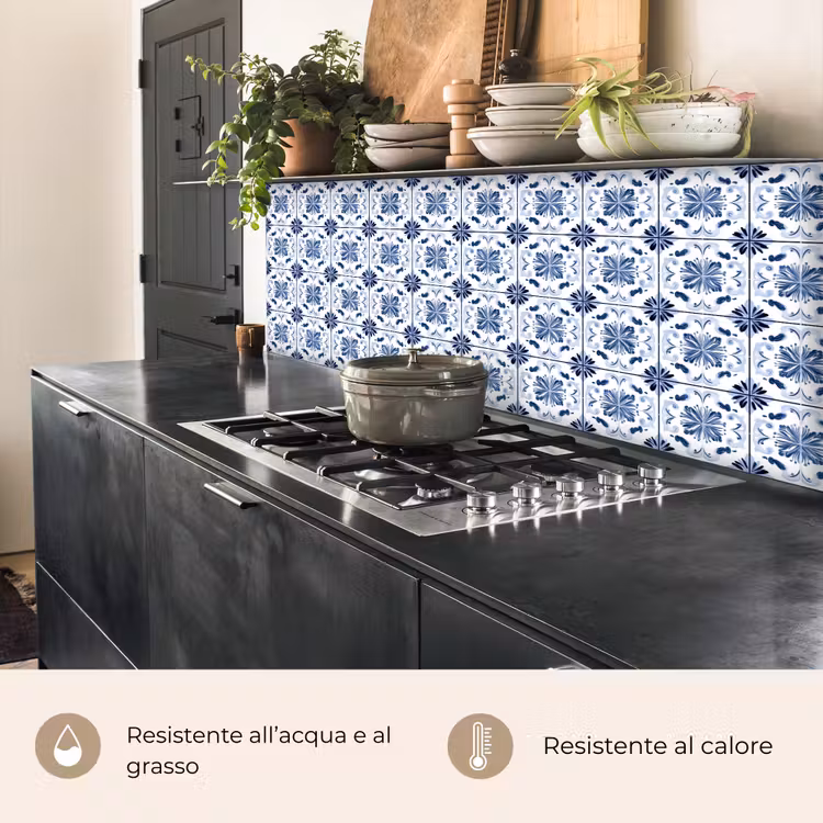 Schienale cucina - Motivo - Piastrella - Blu — 5