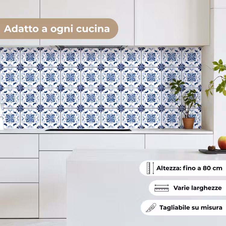 Schienale cucina - Motivo - Piastrella - Blu — 7