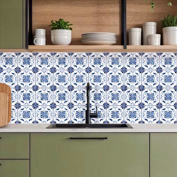 Schienale cucina - Motivo - Piastrella - Blu — 8