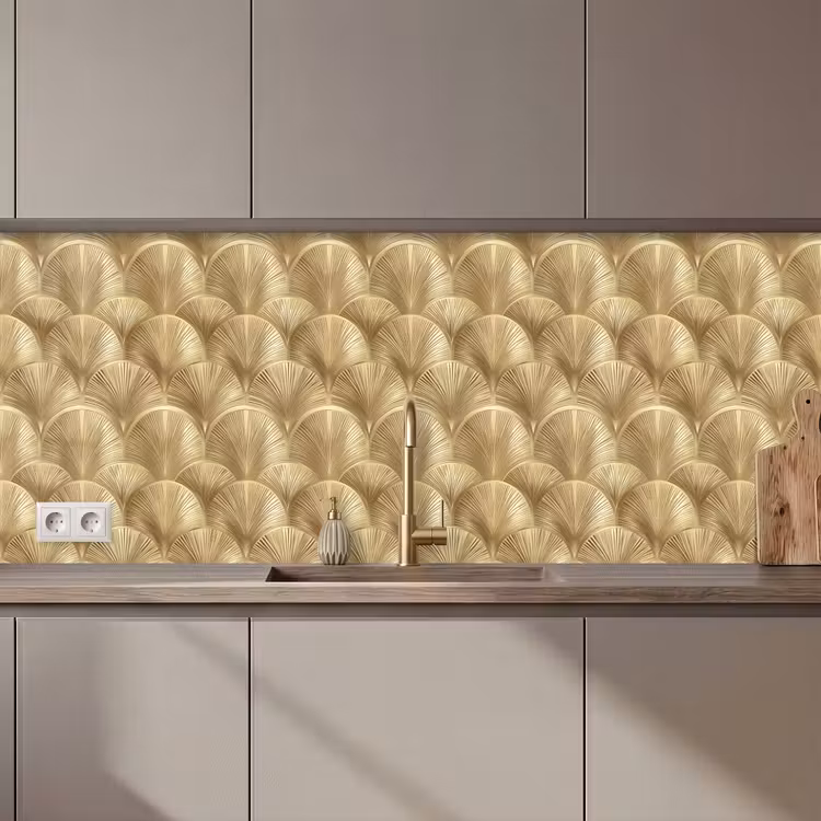 Schienale cucina - Motivo - Ventaglio - Oro — 1