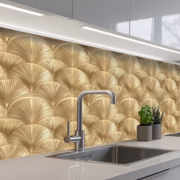 Schienale cucina - Motivo - Ventaglio - Oro — 2