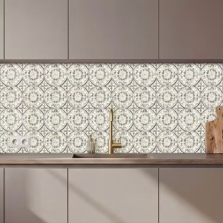 Schienale cucina - Ornamento riccio - Piastrella - Verde — 1