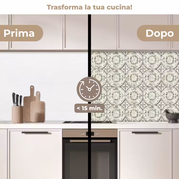 Schienale cucina - Ornamento riccio - Piastrella - Verde — 3