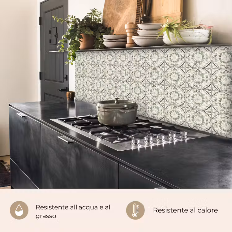 Schienale cucina - Ornamento riccio - Piastrella - Verde — 5