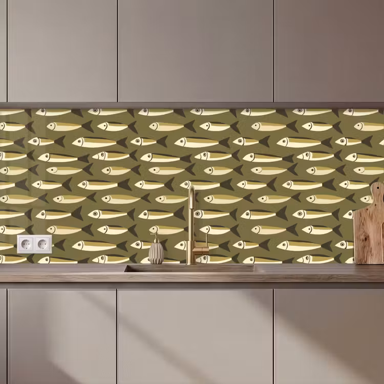 Schienale cucina - Pesce - Motivo - Verde — 1