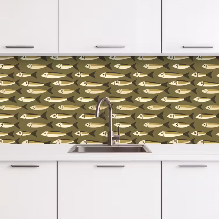 Schienale cucina - Pesce - Motivo - Verde — 4