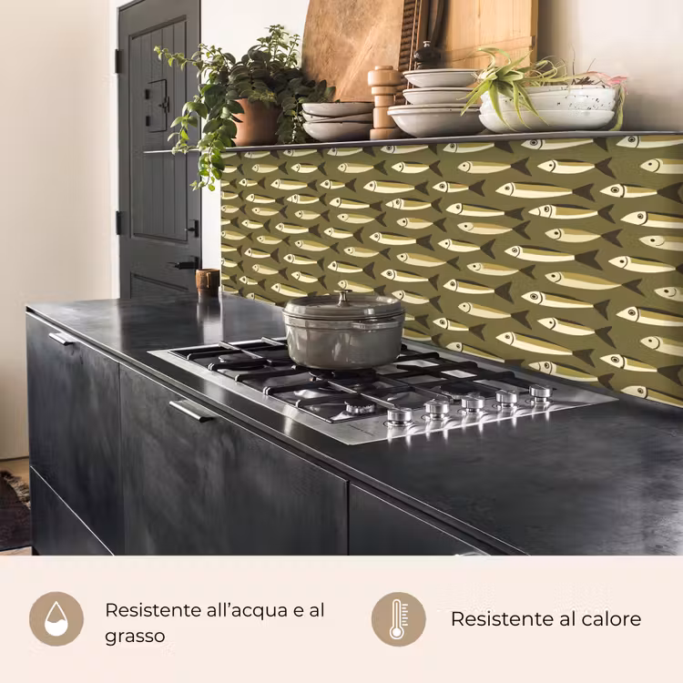 Schienale cucina - Pesce - Motivo - Verde — 5