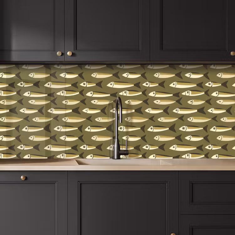 Schienale cucina - Pesce - Motivo - Verde — 6