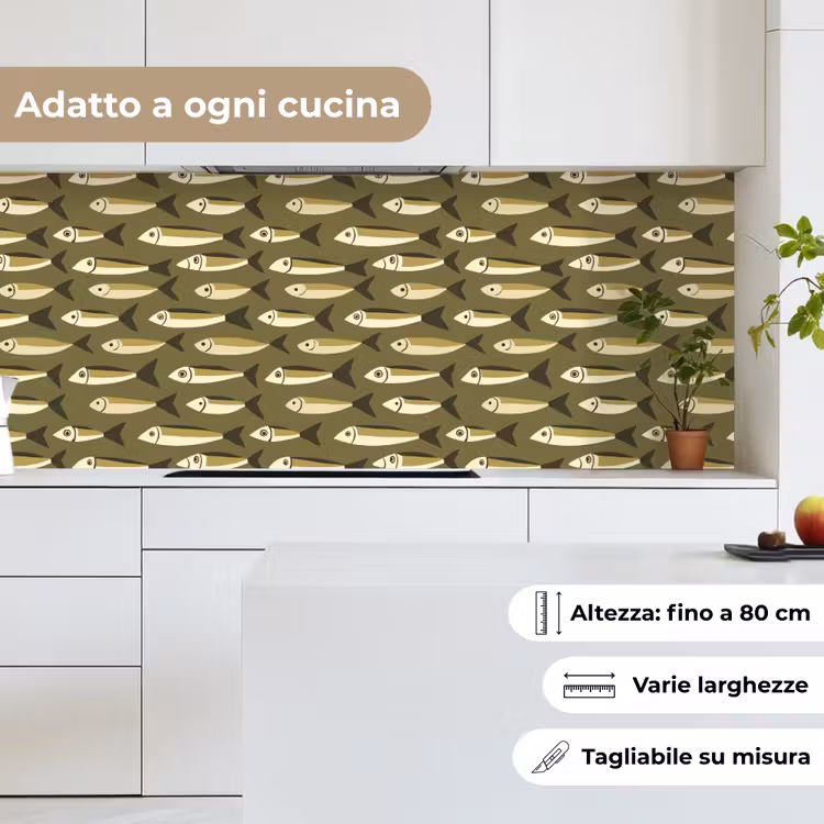 Schienale cucina - Pesce - Motivo - Verde — 7