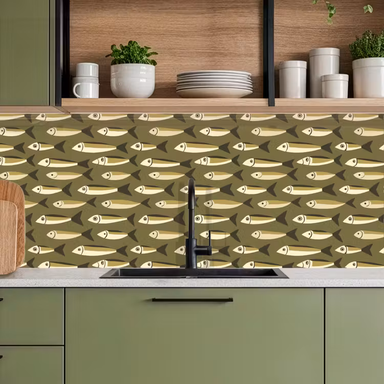 Schienale cucina - Pesce - Motivo - Verde — 8