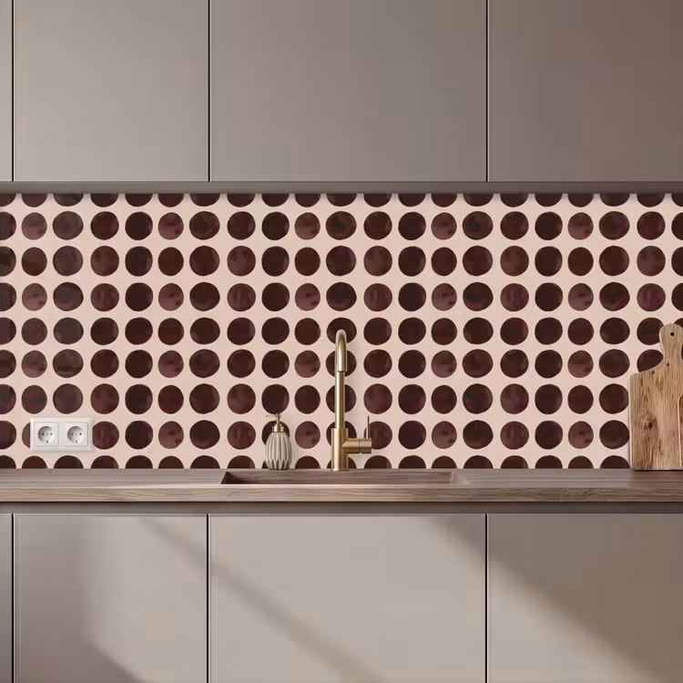 Schienale cucina - Pois - Motivo - Marrone — 1