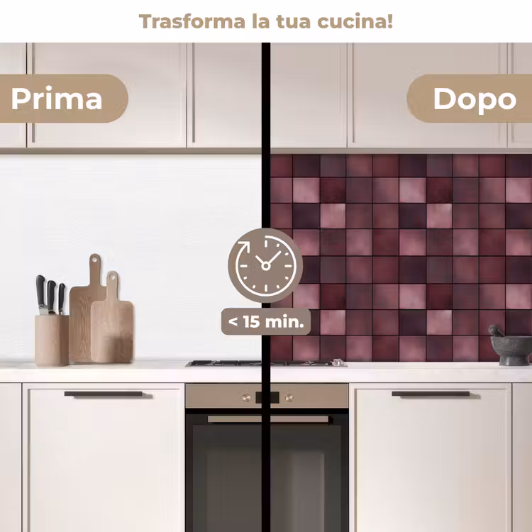 Schienale cucina - Quadrato - Piastrella - Motivo - Viola — 3