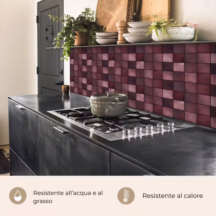 Schienale cucina - Quadrato - Piastrella - Motivo - Viola — 5