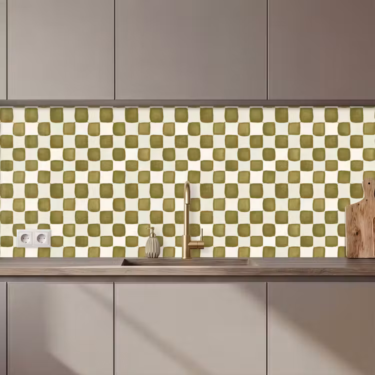Schienale cucina - Scacchi - Modello - Verde — 1