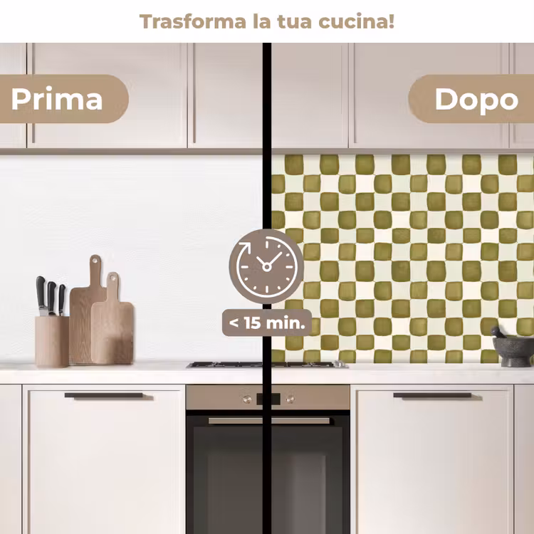 Schienale cucina - Scacchi - Modello - Verde — 3