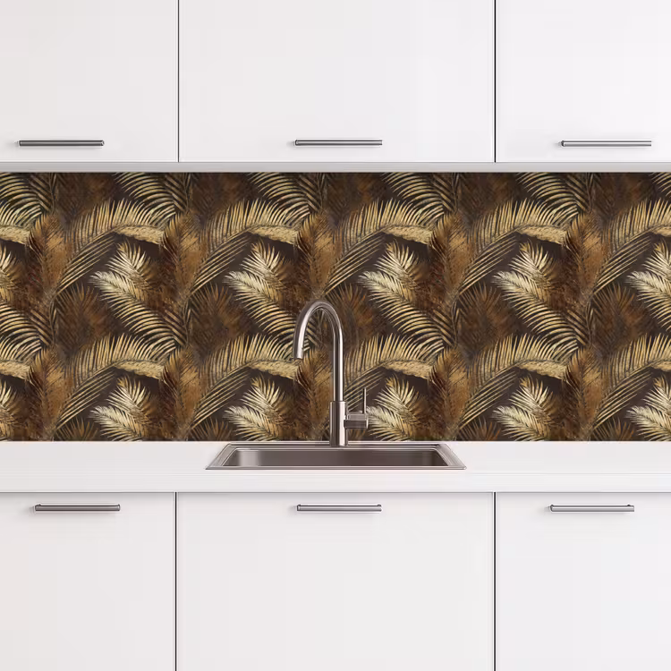 Schienale cucina - Tropicale - Foglie - Oro — 4