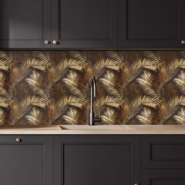 Schienale cucina - Tropicale - Foglie - Oro — 6