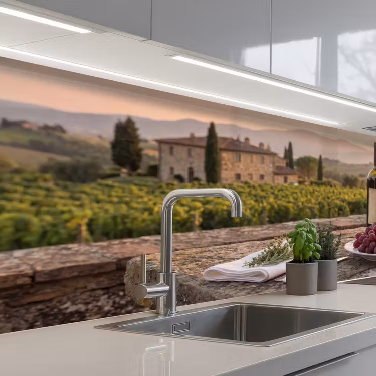 Schienale cucina - Vino - Bicchieri - Uva - Vigneto — 2