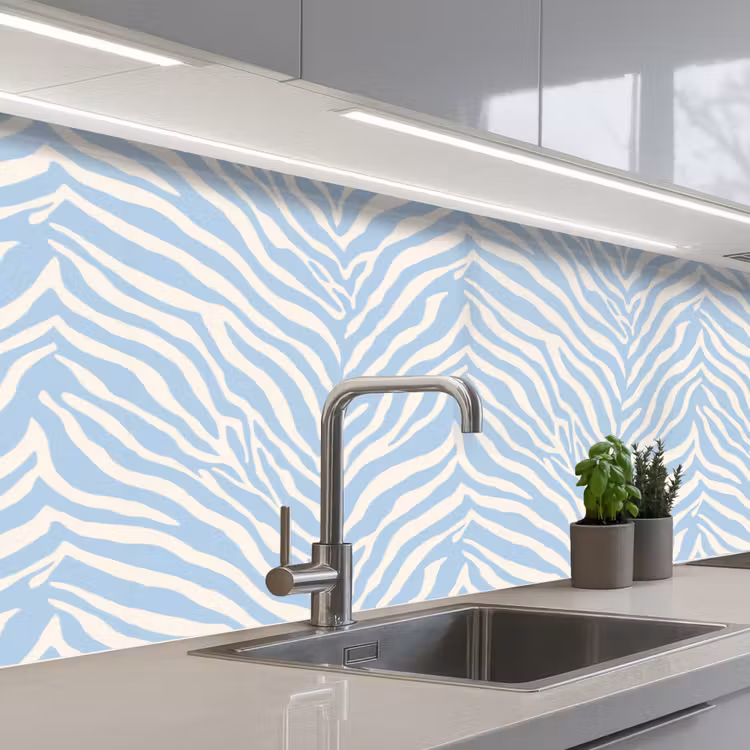 Schienale cucina - Zebra - Motivo - Blu - Bianco — 2