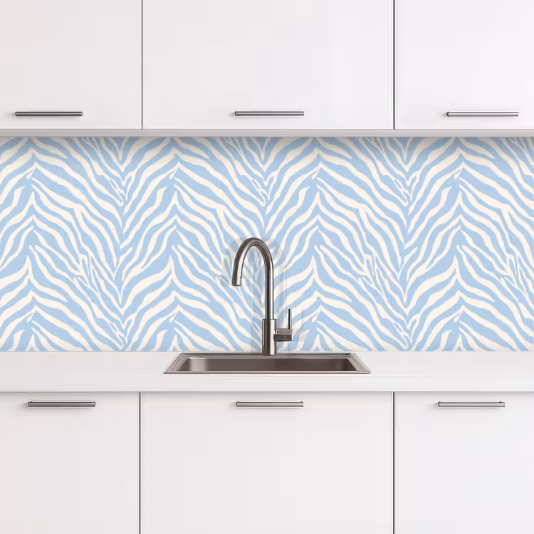Schienale cucina - Zebra - Motivo - Blu - Bianco — 4
