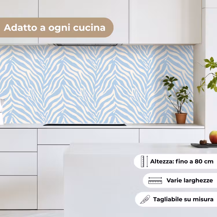 Schienale cucina - Zebra - Motivo - Blu - Bianco — 7