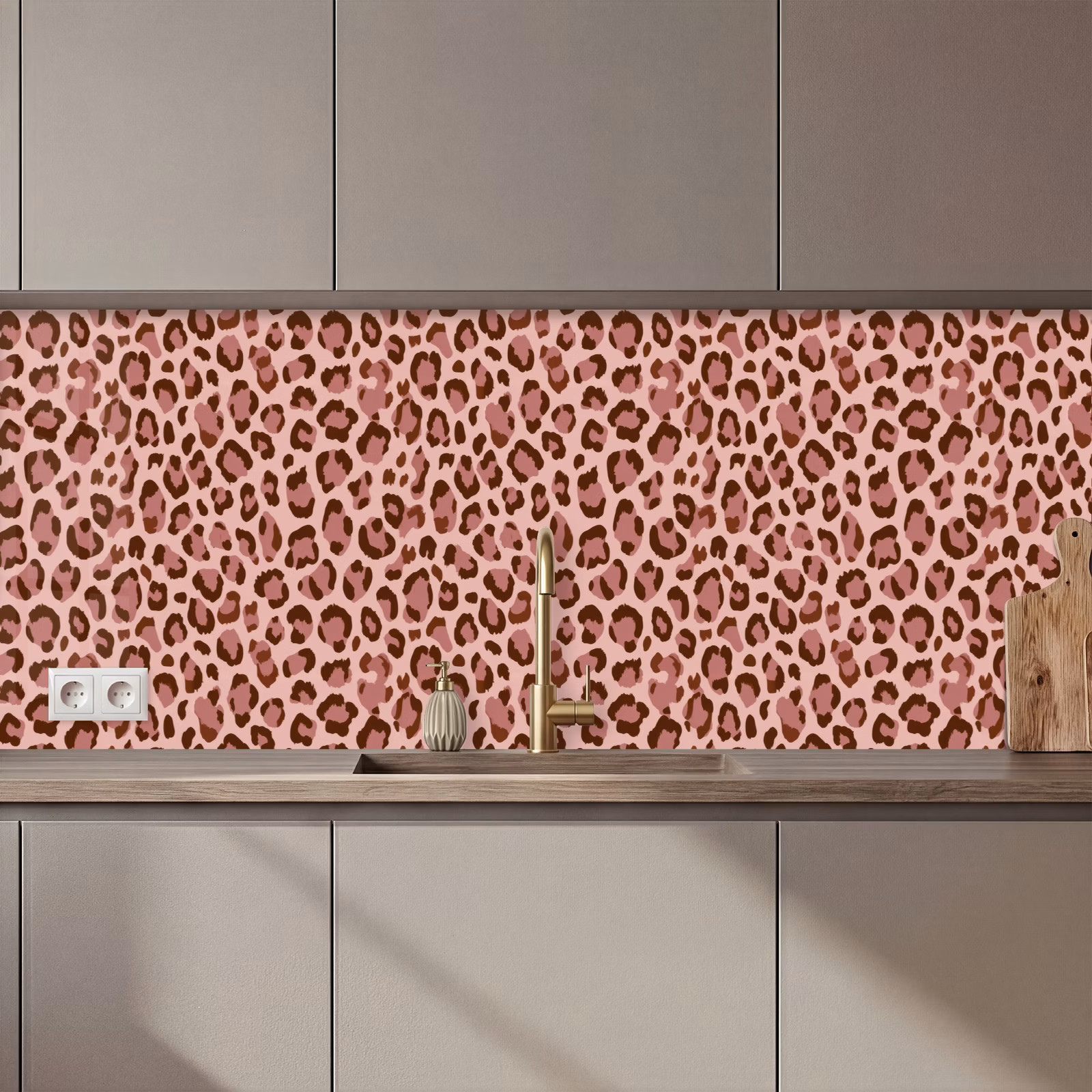 Schienale cucina - Leopardo - Motivo - Rosa — 1