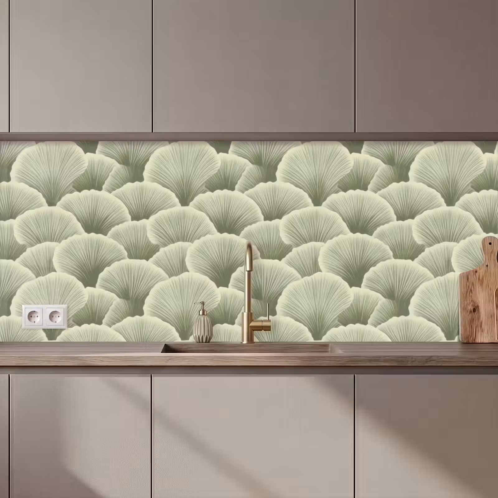 Schienale cucina - Ventaglio - Foglia - Verde — 1