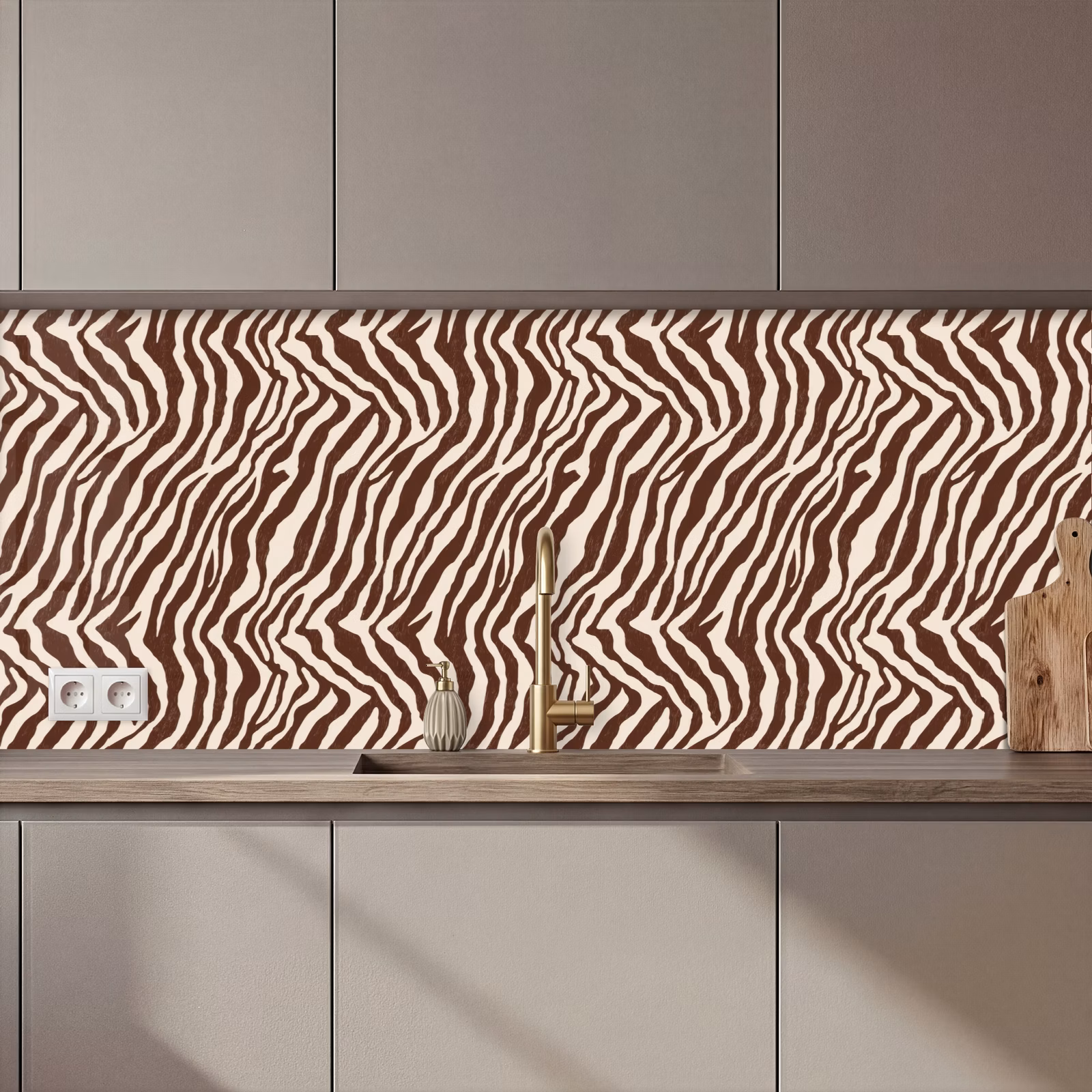 Schienale cucina - Zebra - Motivo - Nero - Bianco — 1