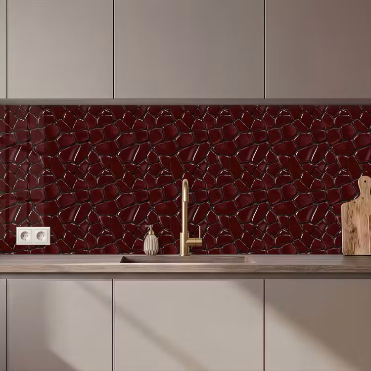 Schienale cucina - Mosaico - Piastrella - Rosso borgogna — 1