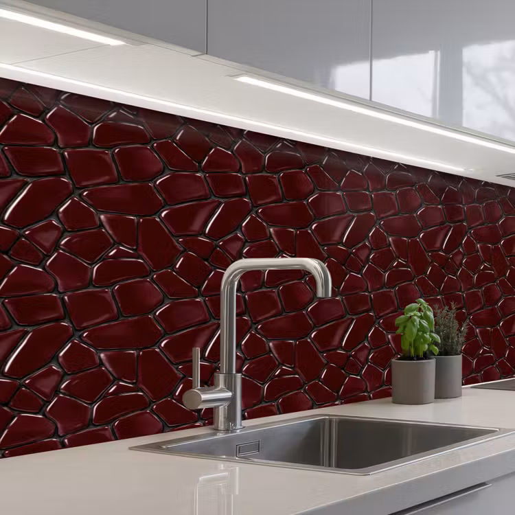 Schienale cucina - Mosaico - Piastrella - Rosso borgogna — 2