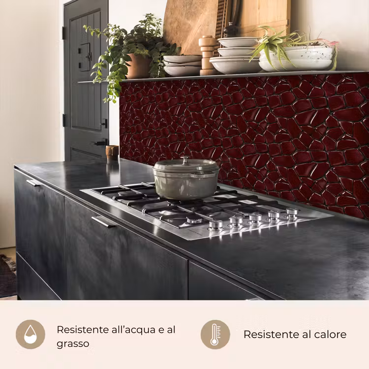 Schienale cucina - Mosaico - Piastrella - Rosso borgogna — 5