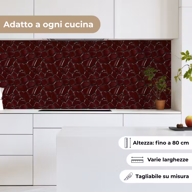 Schienale cucina - Mosaico - Piastrella - Rosso borgogna — 7