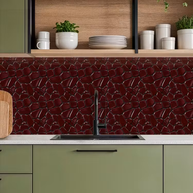 Schienale cucina - Mosaico - Piastrella - Rosso borgogna — 8