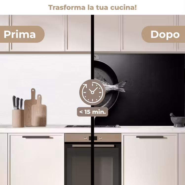 Schienale cucina - Pan - Pesce - Nero - Bianco — 3