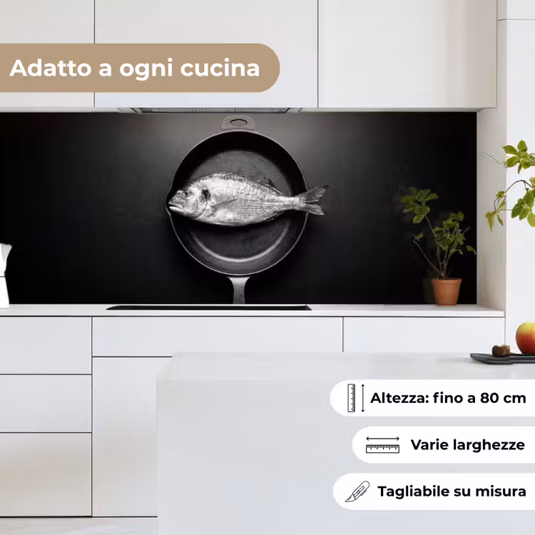 Schienale cucina - Pan - Pesce - Nero - Bianco — 7