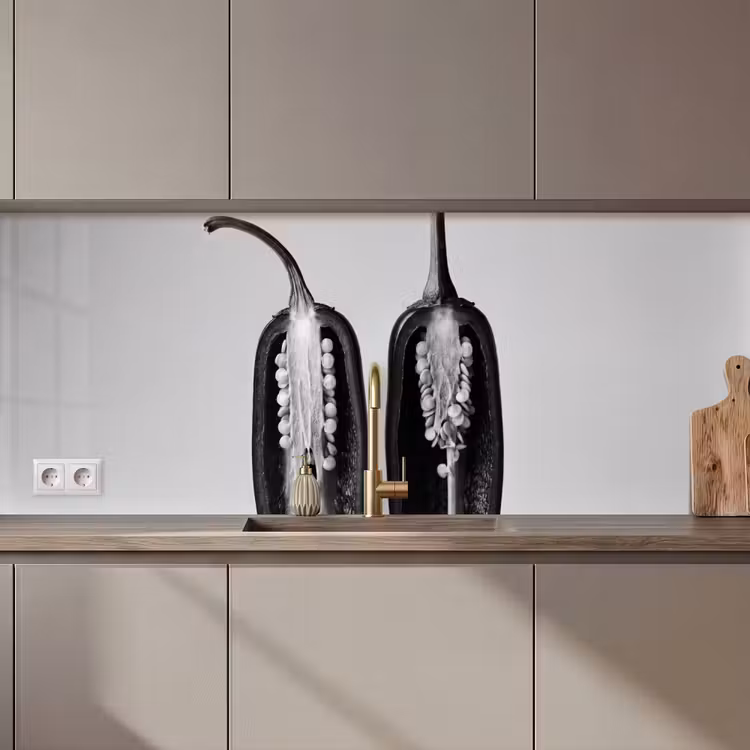 Schienale cucina - Peperoni - Nero - Bianco - Cornici per semi — 1