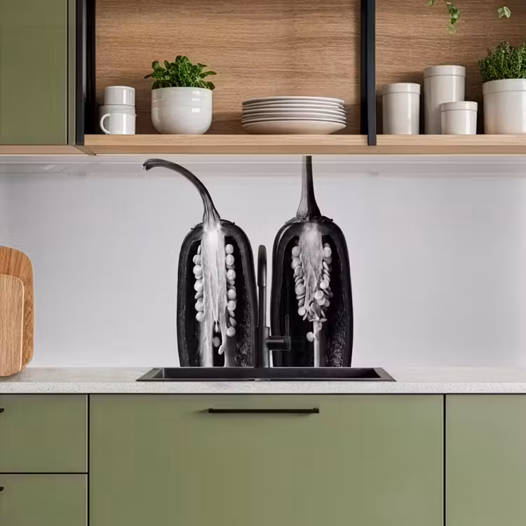 Schienale cucina - Peperoni - Nero - Bianco - Cornici per semi — 8