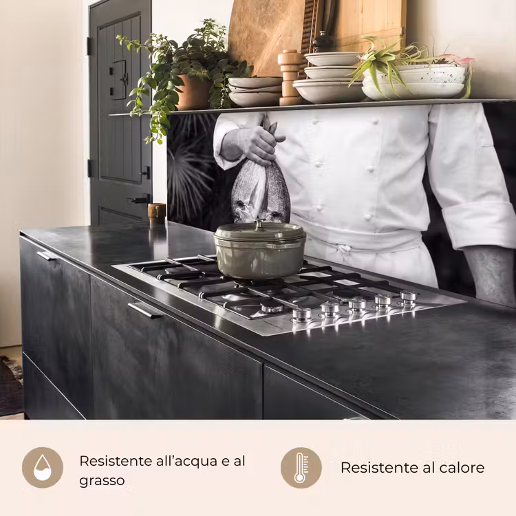 Schienale cucina - Pesca - Chef - Nero - Bianco — 5