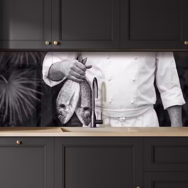 Schienale cucina - Pesca - Chef - Nero - Bianco — 6