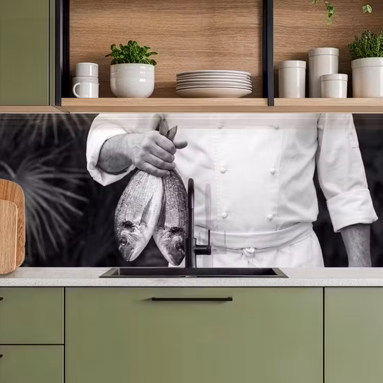 Schienale cucina - Pesca - Chef - Nero - Bianco — 8