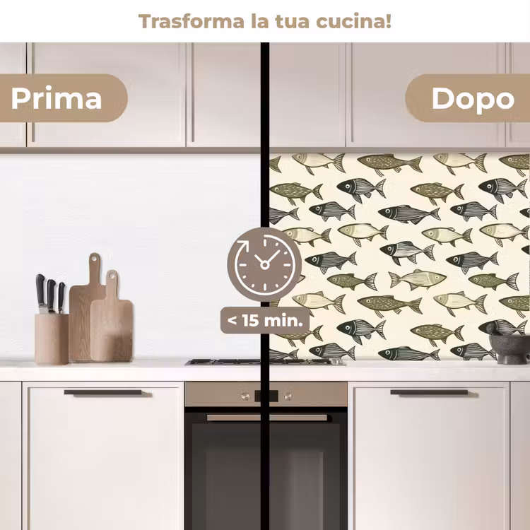Schienale cucina - Pesci - Classico - Verde — 3