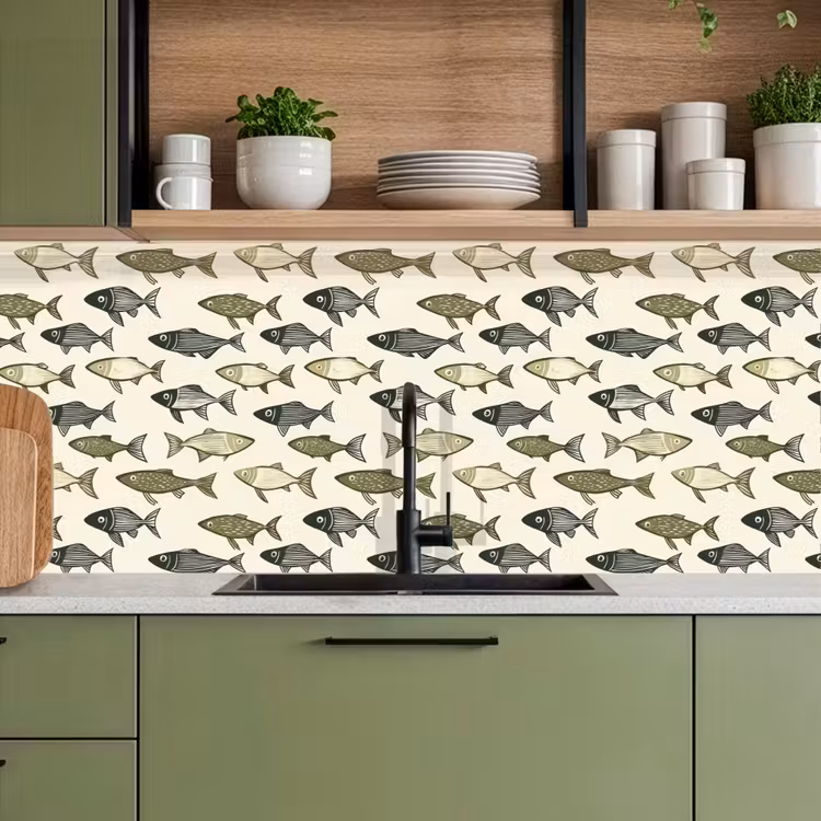 Schienale cucina - Pesci - Classico - Verde — 8