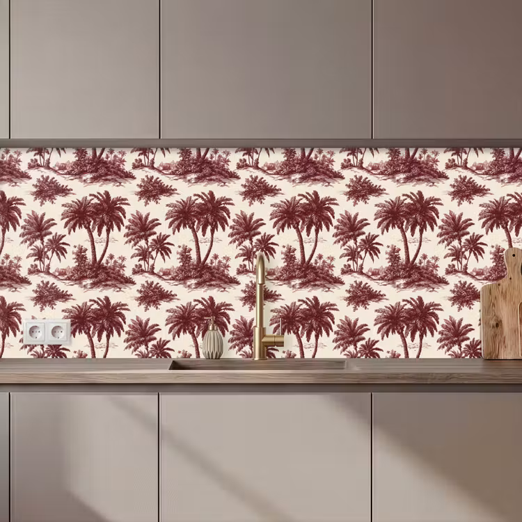 Schienale cucina - Tropicale - Geometrico - Borgogna — 1