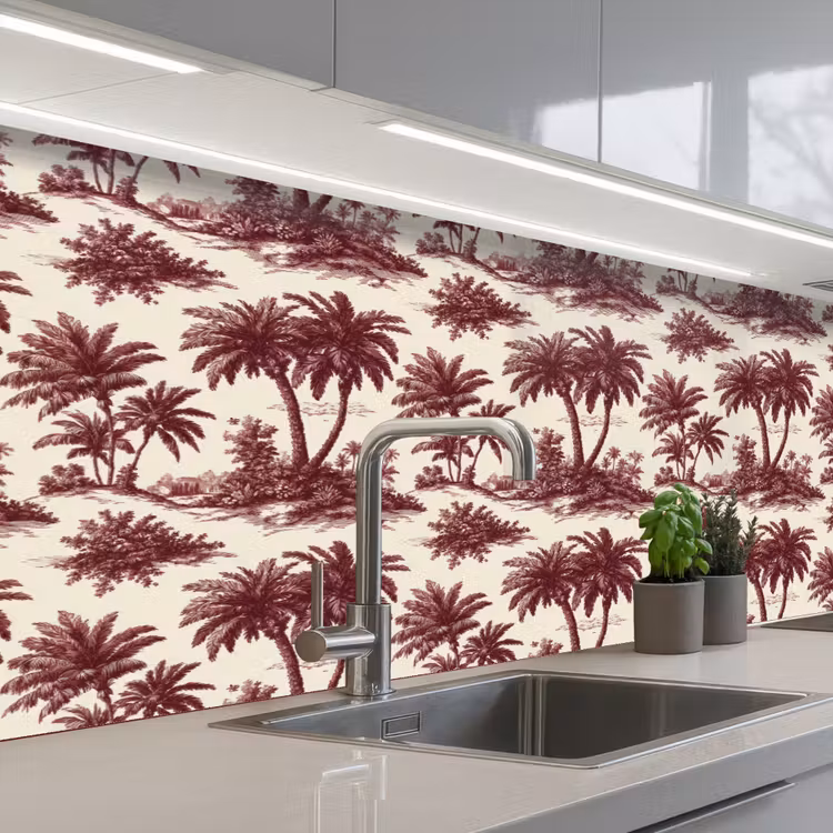 Schienale cucina - Tropicale - Geometrico - Borgogna — 2