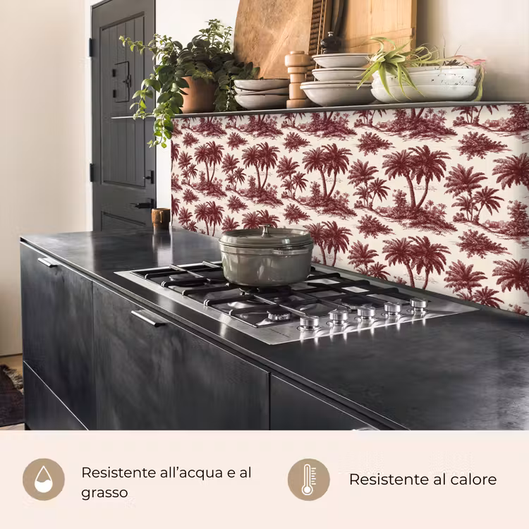 Schienale cucina - Tropicale - Geometrico - Borgogna — 5