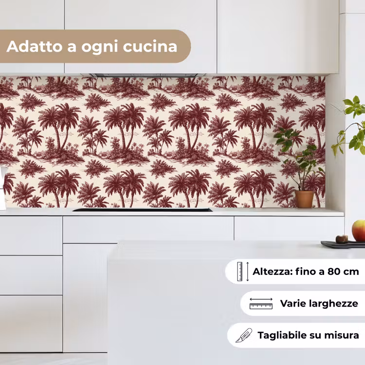 Schienale cucina - Tropicale - Geometrico - Borgogna — 7