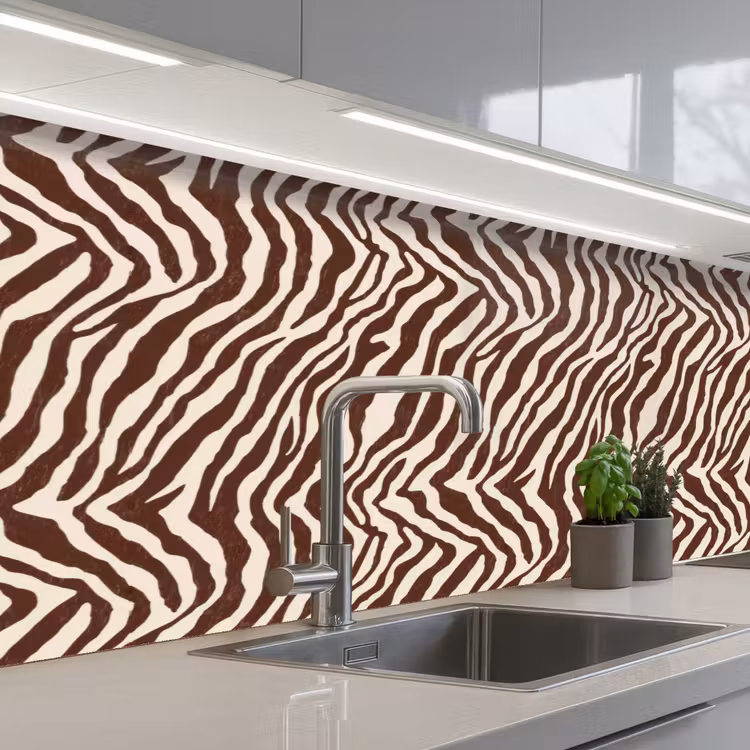 Schienale cucina - Zebra - Motivo - Nero - Bianco — 2