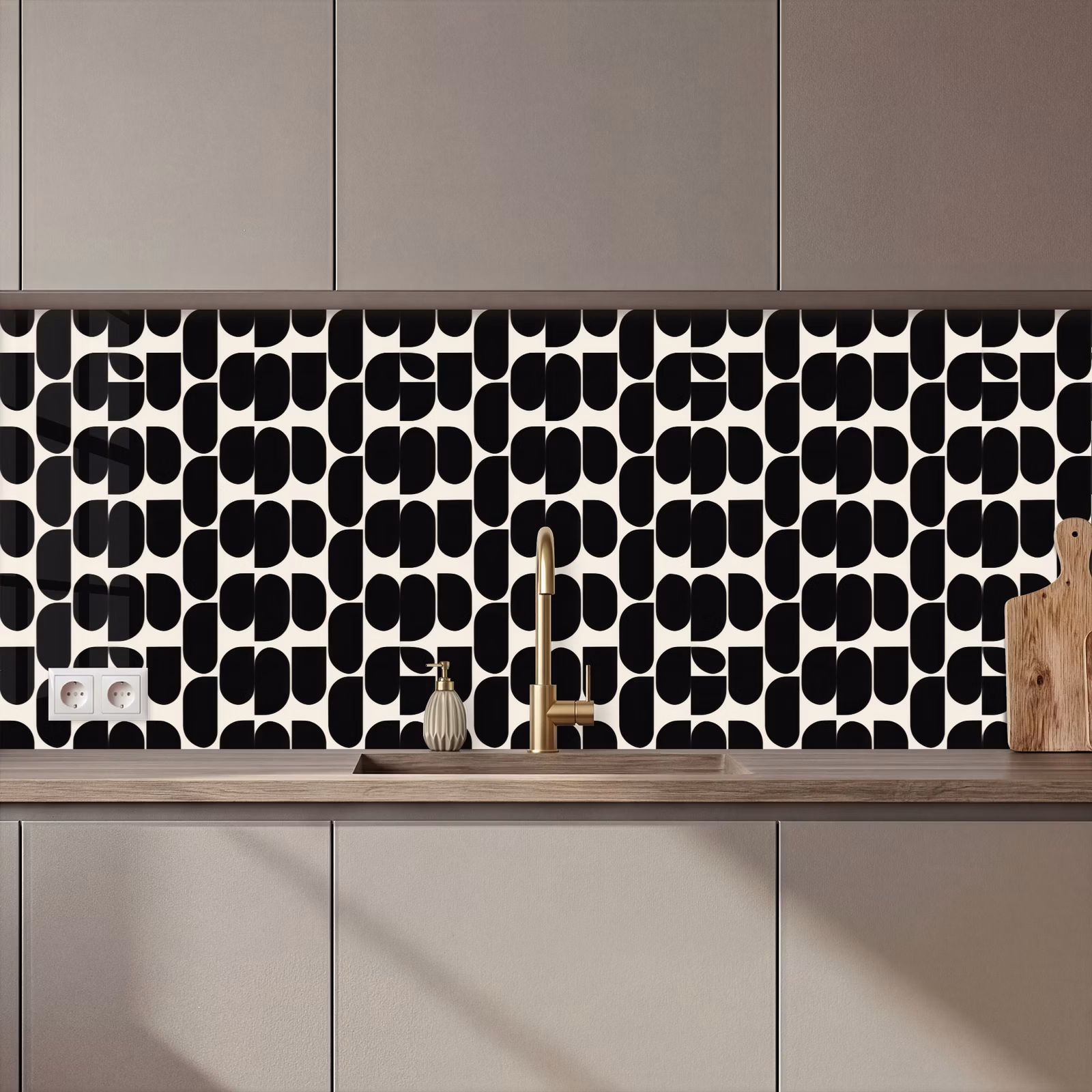 Schienale cucina - Moderno - Motivo - Nero — 1