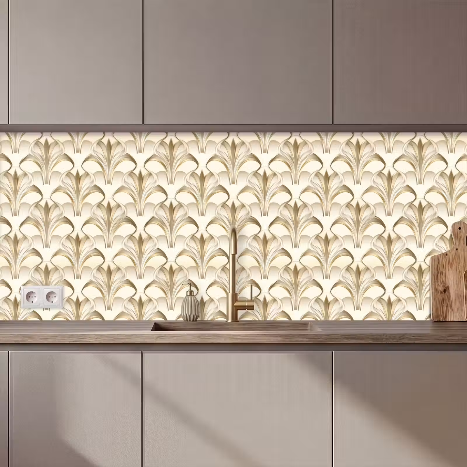 Schienale cucina - Ornamento - Barocco - Oro — 1